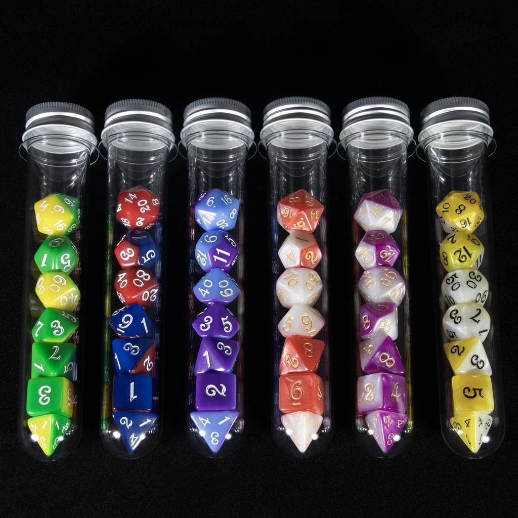 Splic Colors DND Dice 7pcs Polyhedral Game Dice with Tube for DND RPG Game Table Game