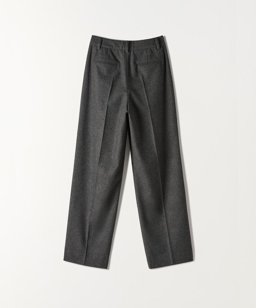Tudument Wool One-Tuck Wide Slacks Charcoal