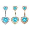 Rhinestone Double Heart Belly Button Ring Love Body Piercing Jewelry Zircon Navel Ring  Girl