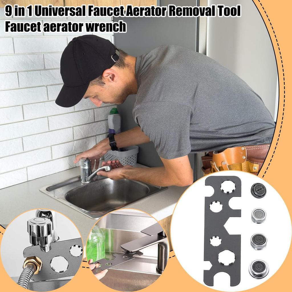 Faucet Aerator Tool 9-in-1 Stainless Steel Disassembly Wrench For Faucet Aerators For Homeowners Facility Managers Janitors
