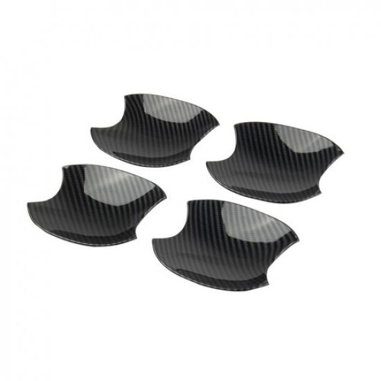 Carbon Fiber Style Door Handle Bowl Anti-Scratch Cover Trim For Toyota Tundra