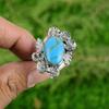 Natural Copper Arizona Turquoise Solitaire Flower Adjustable Ring 925 Silver