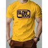 Men's T Shirt Slowrockk Pattern Printed Summer Fashion Leisure Breathable Men Round Neck T-shirt High Quality Men's Clothing