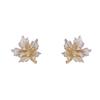 Women Fashion Minimalist Color Block Maple Leaf Metal Stud Earrings