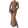 Women's Bell Long Sleeve Bodycon Maxi Dress Mock Neck Slim Fit Party Cocktail Dress Fall Wedding Guest Dress