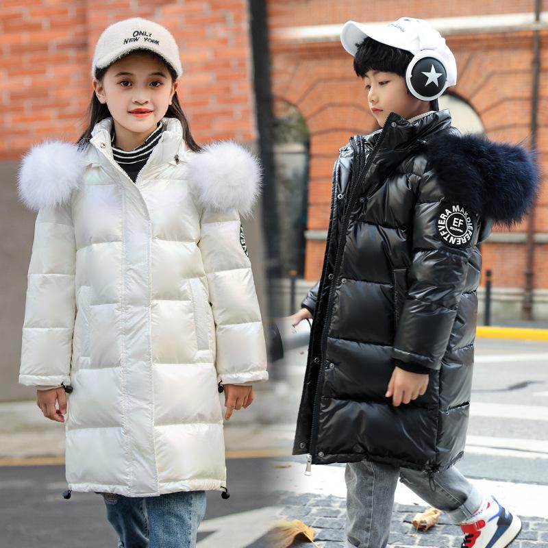 Children's clothing new children's feather down jacket girls colorful medium and long leave-in medium and large children's and boys' thickened jacket