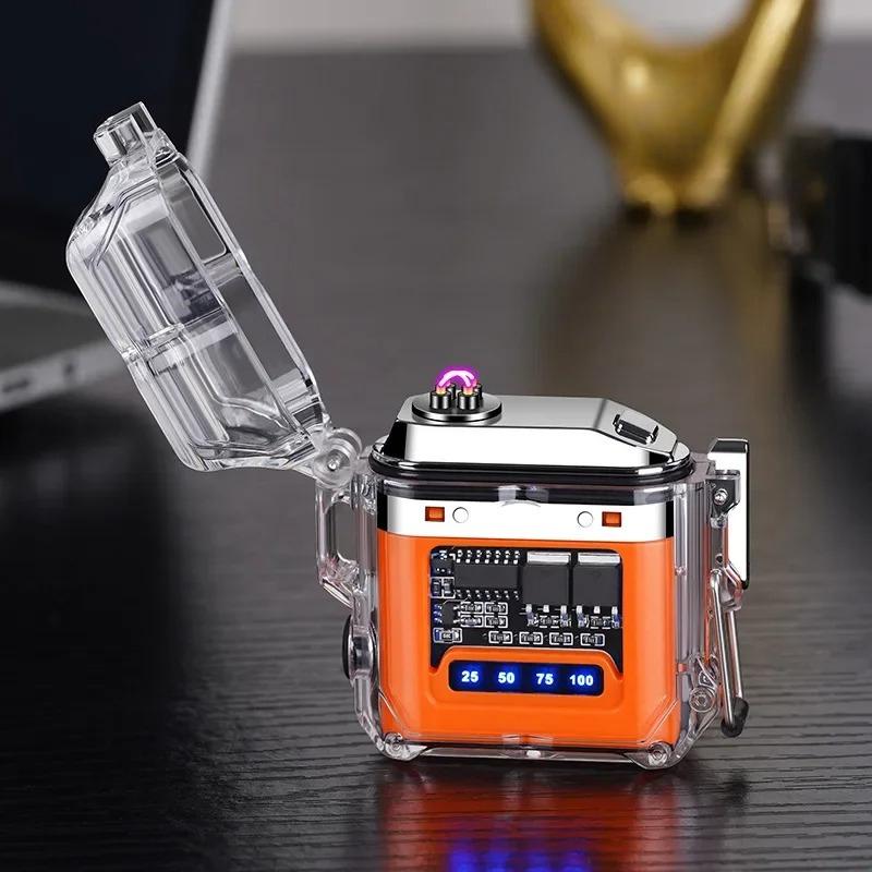 New Transparent Shell Waterproof and Windproof Ignition Flashlight TYPE-C Fast Charging COB Lighting Outdoor Camping Gift