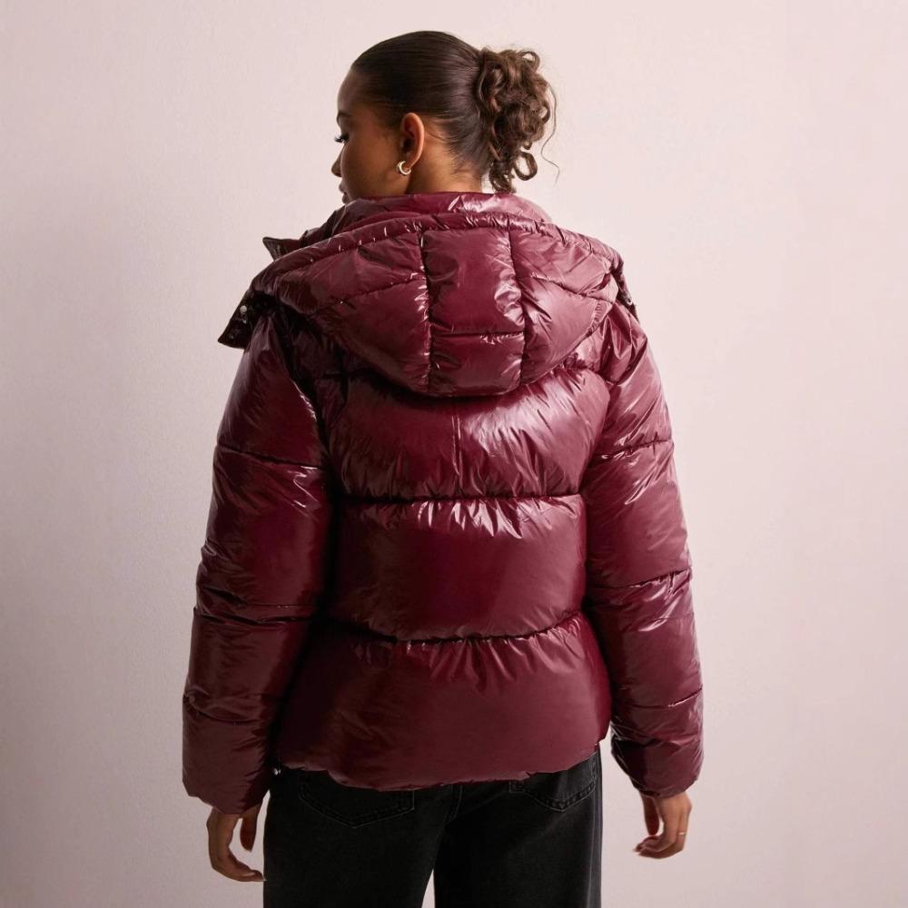 Damen Kapuze Langarm Einfarbig Daunenjacke Lockerer Schnitt Freizeit Wintermantel