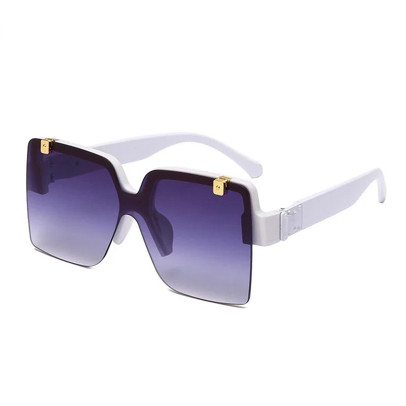 Unique Half Frame Flap Square Sunglasses For Women New Luxury Gradient Sun Glasses Men Oversized Hip Hop Uv400 Eyewear