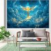 1 golden cross wing and cloud candle religious background cloth - Baptism decoration, party background