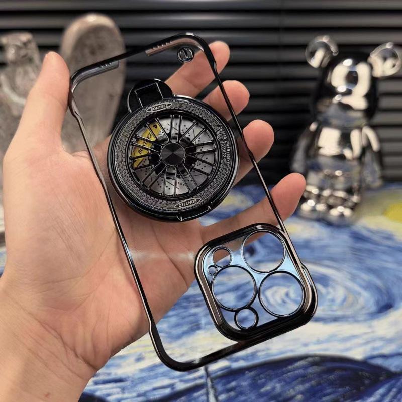 Electroplated borderless gyro magnetic suction bracket is suitable for iphone16 mobile phone case, apple 15 transparent mobile phone case 1413.