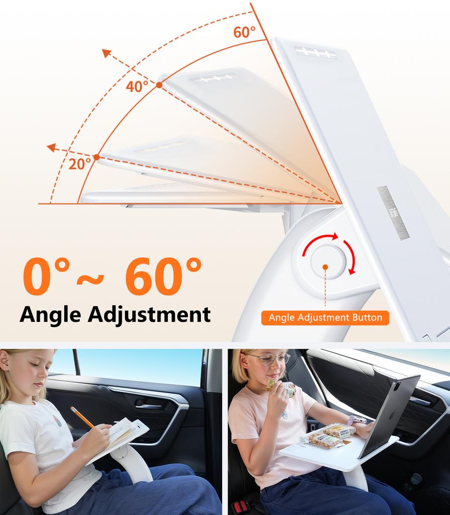 Oatsbasf Portable Car Laptop Stand Tablet Stand Desk for Reading Book Angle Adjustable Desk with Clips for Reading Detachable