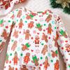 9-24 Months Christmas Infant Baby Cute Gingerbread Man Full Print Romper Casual Long Sleeve Jumpsuit