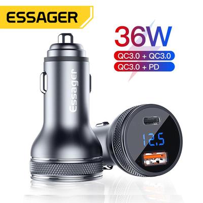 Essager Mini USB Car Charger Quick Charge 3.0 Fast Charging Charger for IPhone 14 13 Xiaomi Auto Type C QC PD 3.0 Phone Charger