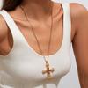 PuRui Creative Gold Color Cross Pendant Necklace for Women Fashion Gothic Fine Long Chain Banquet Party Aesthetic Zircon Gift