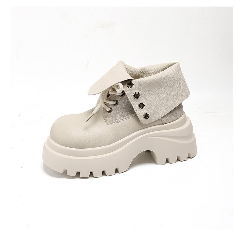 

Small inner height increase Martin boots women s 2025 autumn and winter new platform boots versatile British style lace-up short boots 40 белый