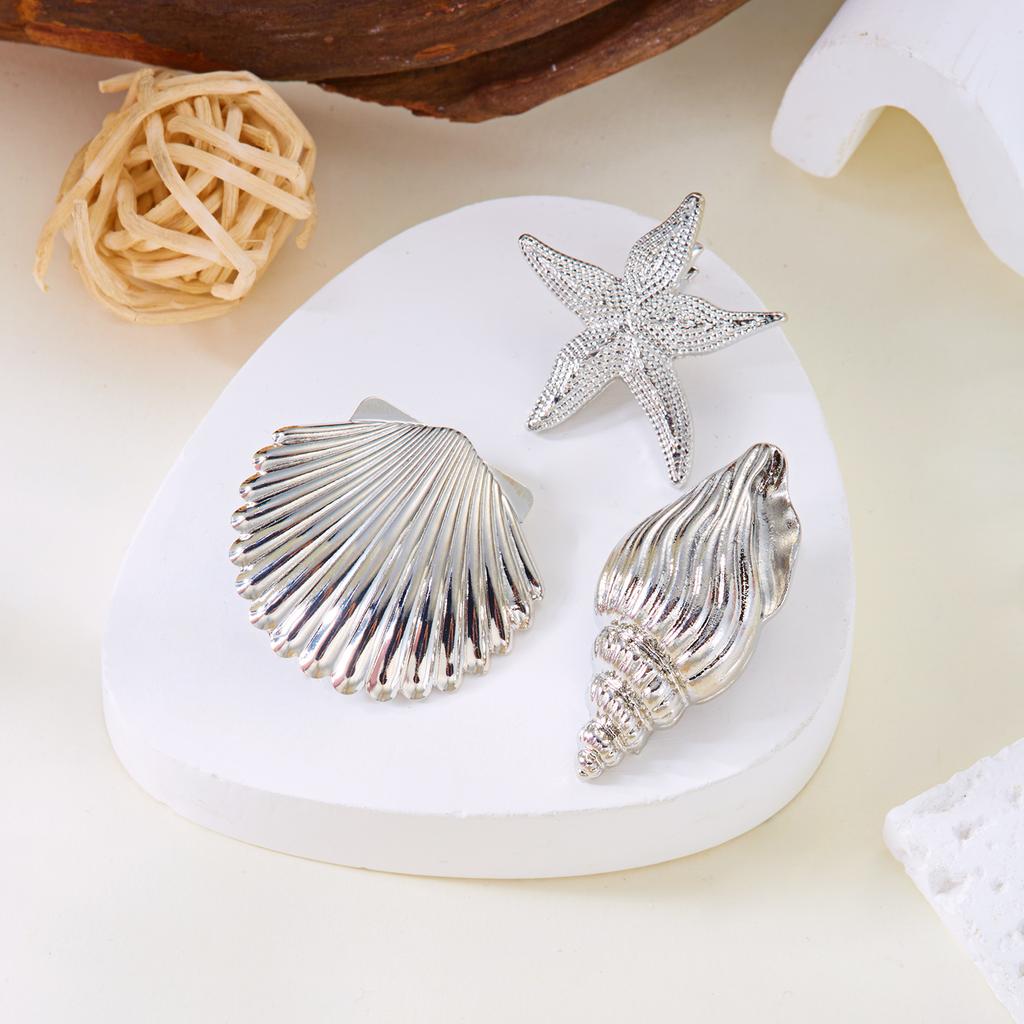 Ocean Style Gold Color Starfish Shell Conch Hair Clips For Women Beach Scallop Metal Hairpin Beach Party Daily Jewelry Decor