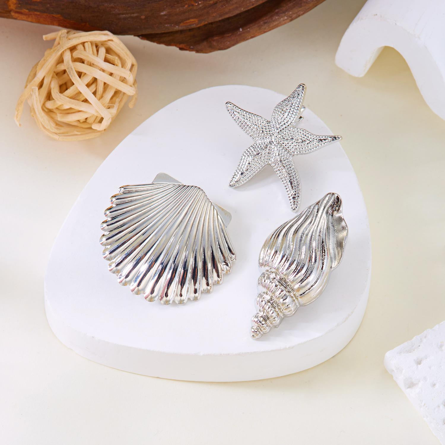 

Ocean Style Gold Color Starfish Shell Conch Hair Clips For Women Beach Scallop Metal Hairpin Beach Party Daily Jewelry Decor