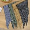 Silk Scarf High-end New Plaid Literary and Decorative Neck Scarf Retro Cotton and Linen Triangle Scarf Headscarf Headband Hair Tie