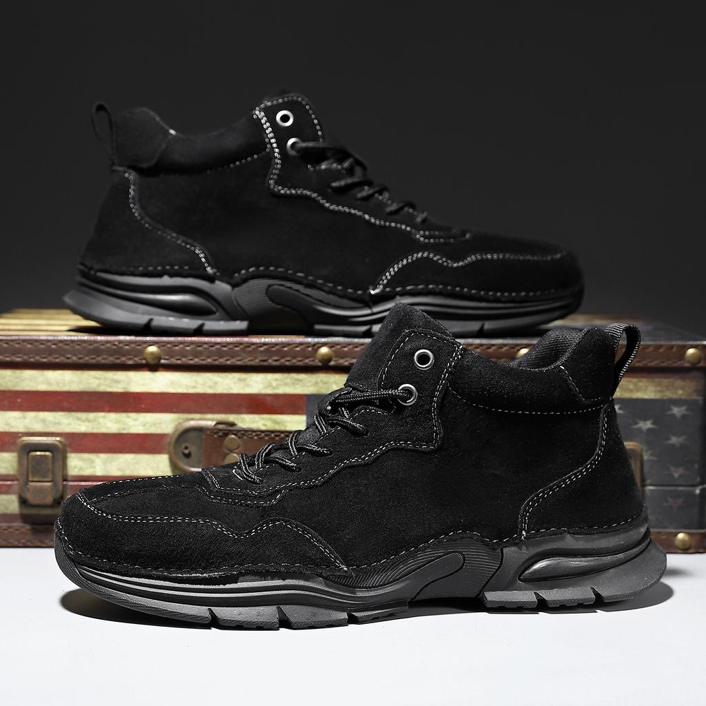 High-top outdoor casual shoes genuine leather men's Martin boots wear-resistant and non-slip large-size men's shoes