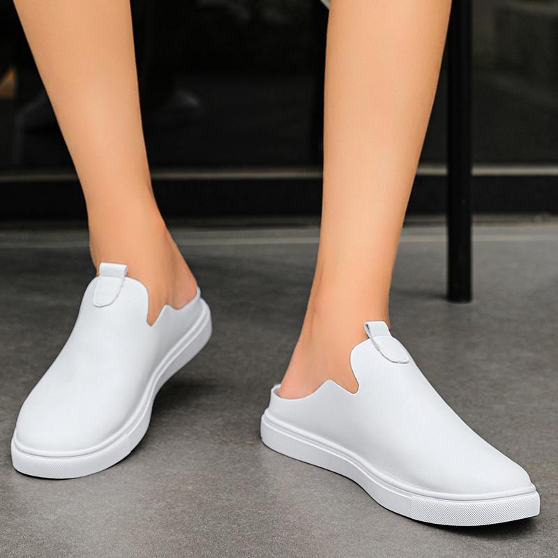 Summer Men's Half Slippers Comfortable and Lightweight Design Black and White Casual Outdoor Shoes Classic Board Shoes Slip On