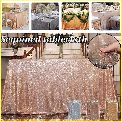 Glitter Square Rectangle Tablecloth Sequin Embroidered Tablecloth Wedding Sequins Tablecloth Party Tablecloth Halloween & Christmas Decoration