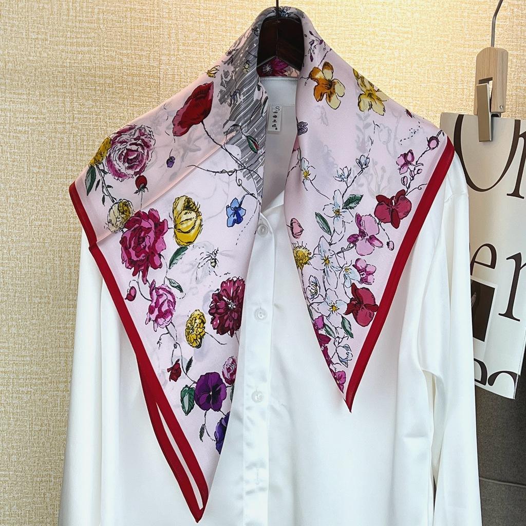 Hangzhou 100% eșarfă de mătase naturală reală pentru femei, bandană, eșarfe pătrate, eșarfe, eșarfă Mulberry, modă de lux de înaltă calitate, hijab