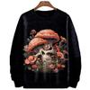 Women 3D Print Colorful Mushroom Mysterious Moth Graphic Crewneck Sweatshirt Longsleeve O Neck Loose Streetwear Vintage