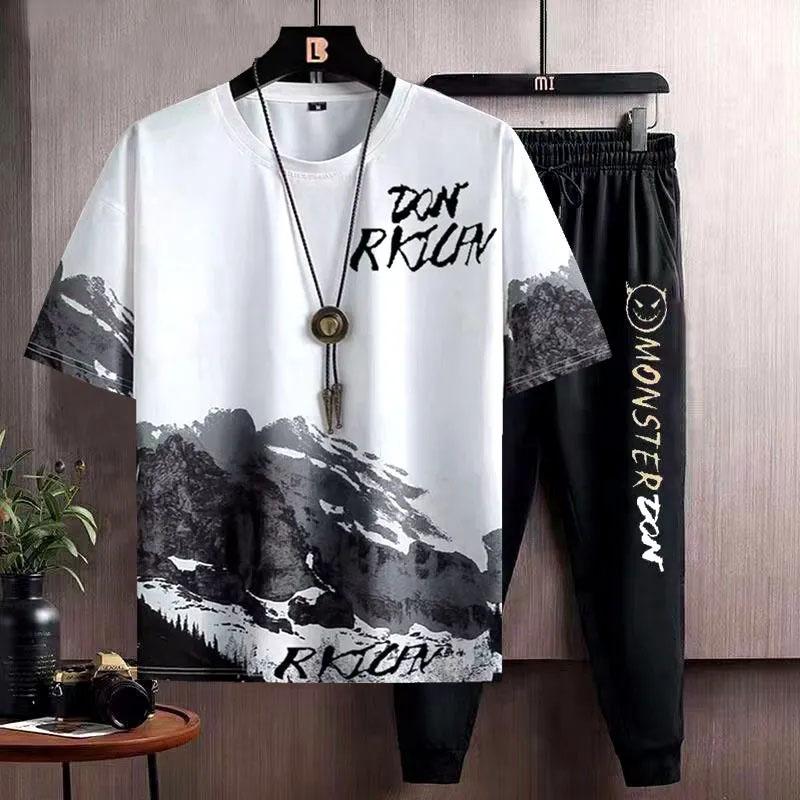 

Летняя футболка, мужская новая модная брючная рубашка из ледяного шелка, корейская версия, повседневная мужская одежда большого размера, трендовая, дикая и красивая M