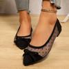 Korean Summer Breathable Single Shoe Flat Heel Bow Mesh Pointed Flat Sole Shoes