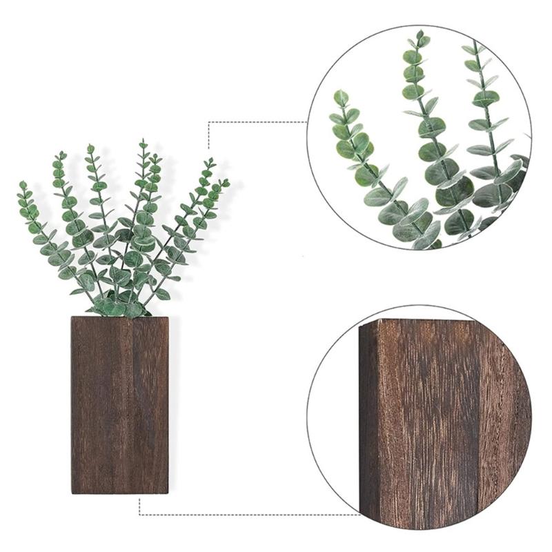 2pcs Natural Wood Hangings Pots Versatile Wood Wall Planter Wall Decorative Pots for Living Room Office Decorations