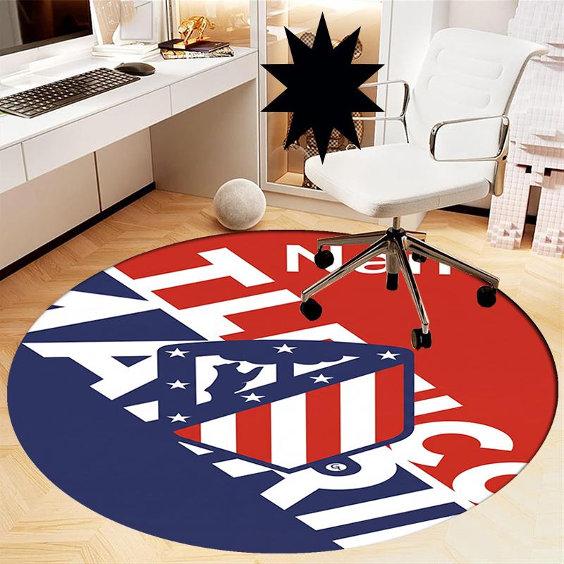 Custom Name Atlético Madrid Printed Round Rug Carpet Chair Rug Area Rug Entryway Doormats,for Office Chair Living Room Bedroom Kitchen Room.