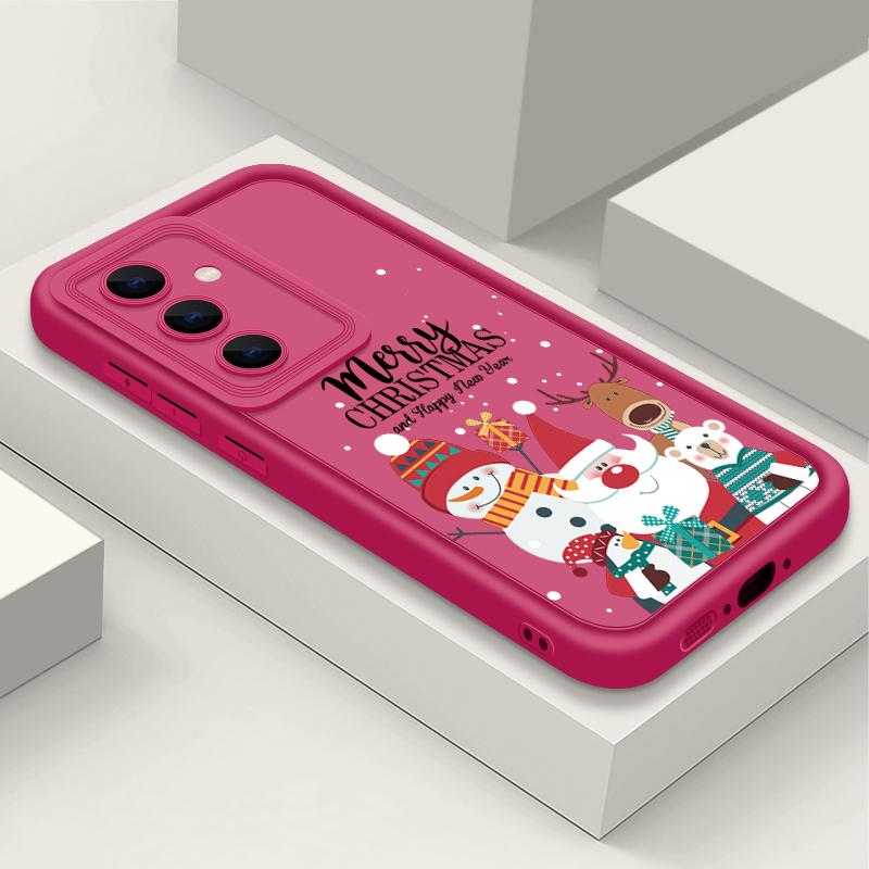 Santa Claus Snowman Print Phone Case For Samsung S24 Ultra S23 S22 S21 Plus S20 FE A55 A35 A54 A53 A52 A34 A14 Christmas Shockproof Soft Phone Cover
