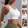 Juyitang European Size Shockproof Sports Bra with Thin Straps and Fixed Cups for Yoga