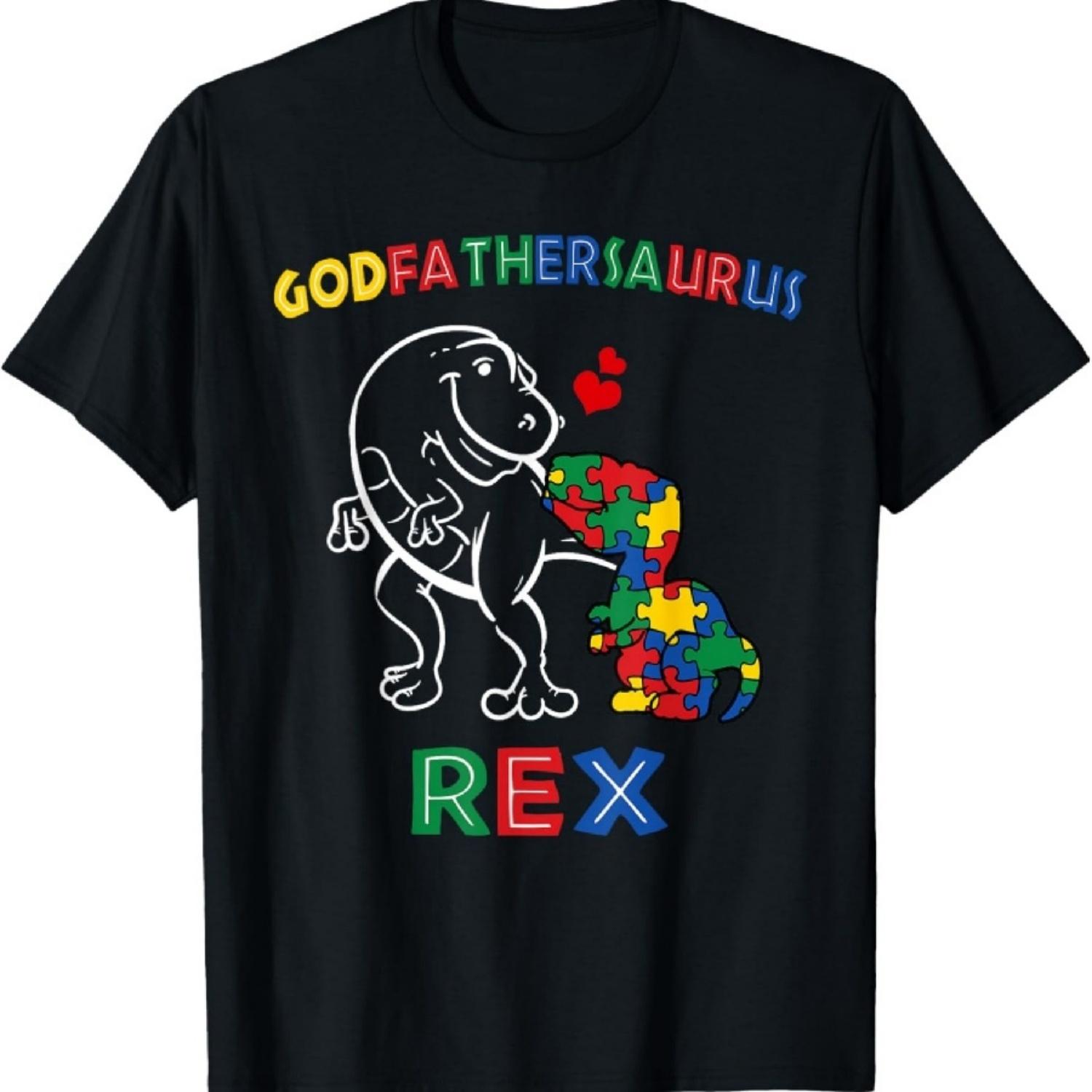 

Godfathersaurus Autism Awareness Godfather Dinosaur Dino T-Shirt XXXXXL чорний