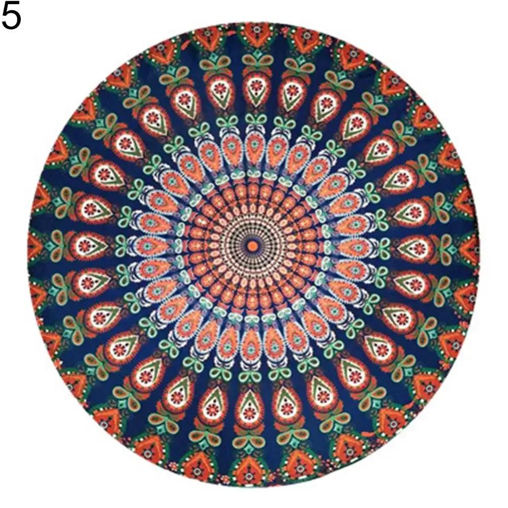 Grande Telo da Spiaggia Mandala per Adulti Sciarpa Rotonda Vintage in Chiffon Anti-sole Telo da Spiaggia Tappetino da Picnic per Yoga all'Aperto