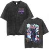 Anime Washed Vintage T Shirts Jojo Bizarre Adventure Tshirt Manga Giorno Giovanna Streetwear Men Women Casual Oversized T Shirt