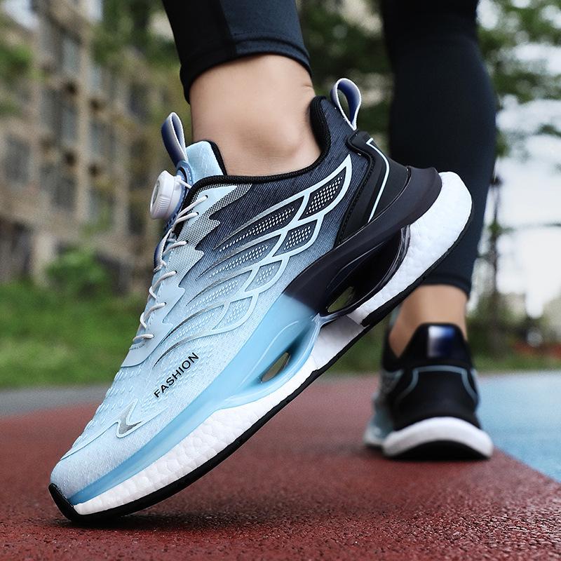 2024 Men's Summer Rotating Button Running Sneakers with Breathable Thick-Soled Popcorn Cushioning