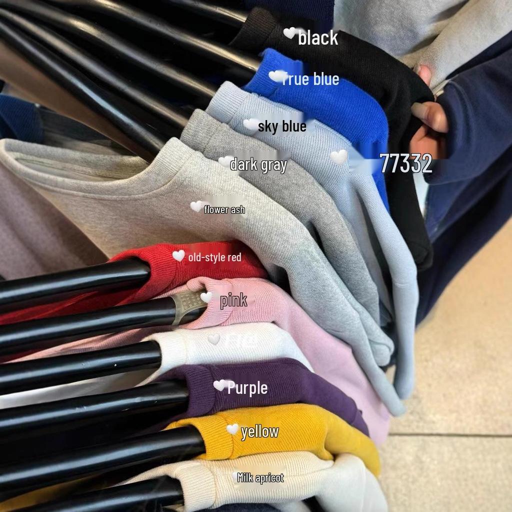 Da7 Women's Loose Fit Crew Neck Fleece Sweatshirt - Korean Style, Plus Size, Casual Winter Wear