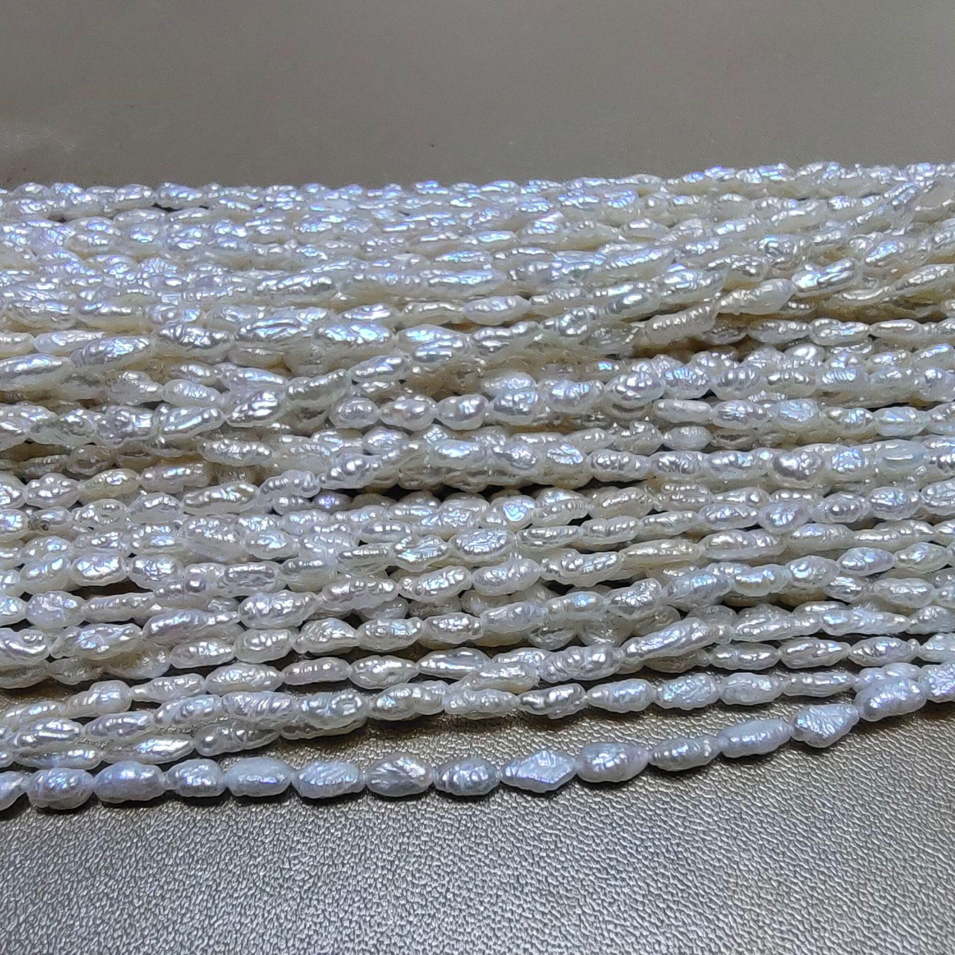 

Handmade Irregular Freshwater Keshi Baroque Pearl Necklace for DIY Jewelry 3-4mm білий