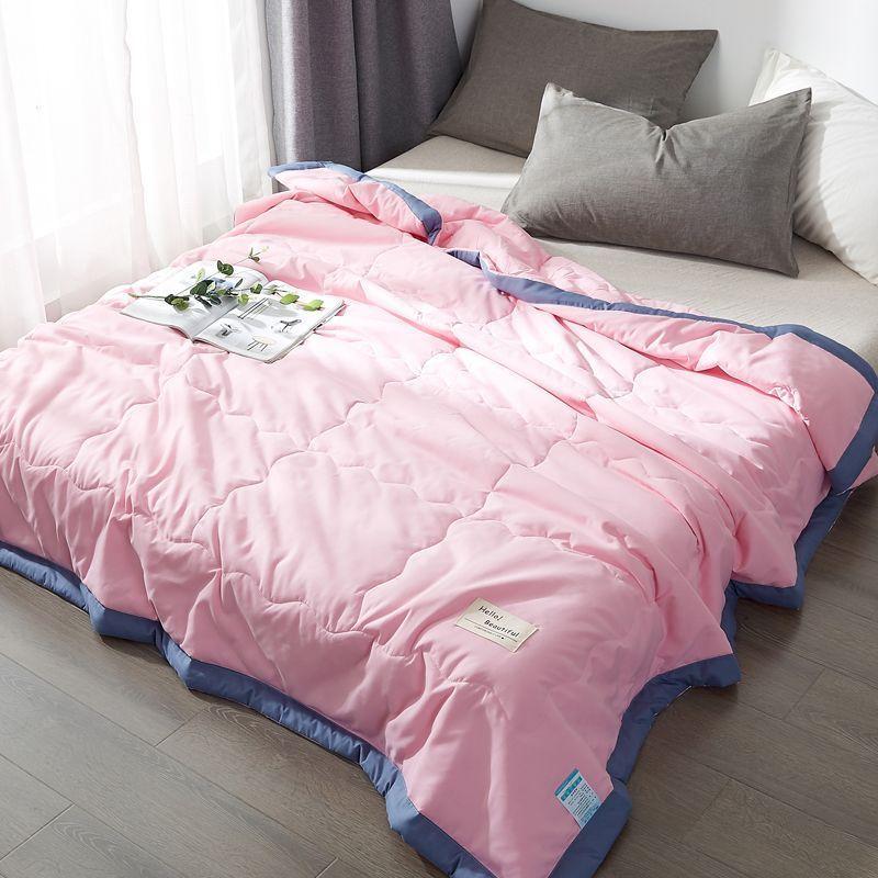 Green Plaid Quilt for Summer Japanese Style Soft Thin Air Conditioning Throw Single Double Machine Washable Breathable Blanket