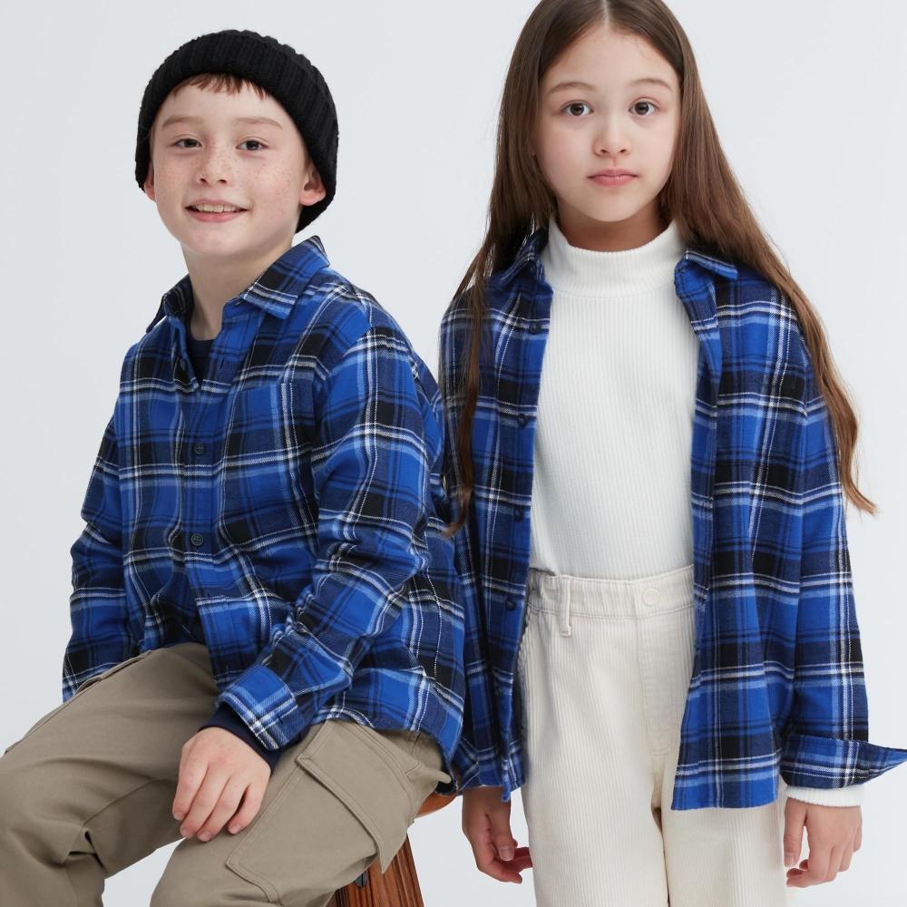 

UNIQLO JAPAN KIDS Фланелевая рубашка в клетку с длинными рукавами