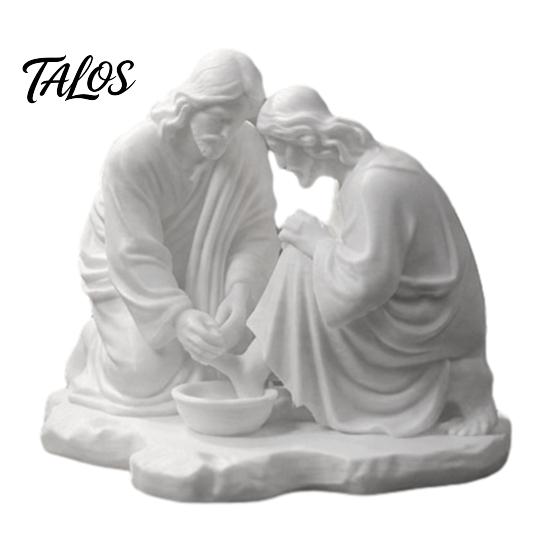 Minimalist Prayer Table Decor 3D Printed Foot Washing Figurine Ornament, Religious Desktop Statue, Delicate Resin Crafts Spiritual Decoration for Home
