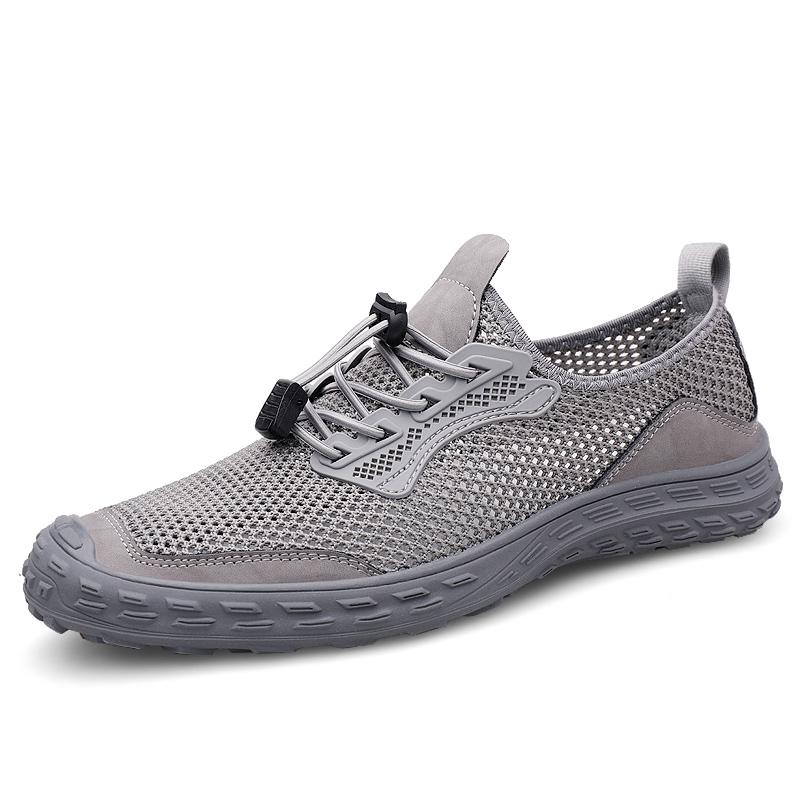 

Модная летняя мужская повседневная обувь с открытыми носками, дышащая сетчатая обувь, мокасины без застежек, мягкие мужские туфли на плоской подошве, мягкие мужские кроссовки ручной работы 45