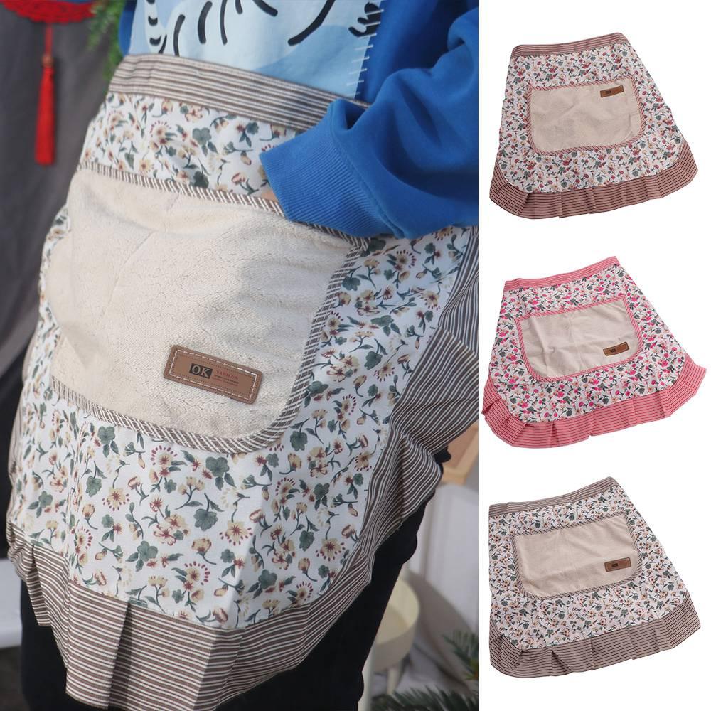 Korean Style Half Apron Polyester Cooking Apron Home Use Floral Waist Apron  Kitchen