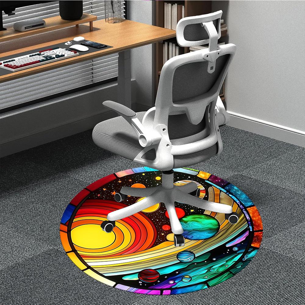 

1pc Cosmic Stained Glass Chair Carpet for Office Non-Slip, Machine Washable Rug for Office, Room - Holiday Decor, Machine Made yy251016194 80cm by 80cm