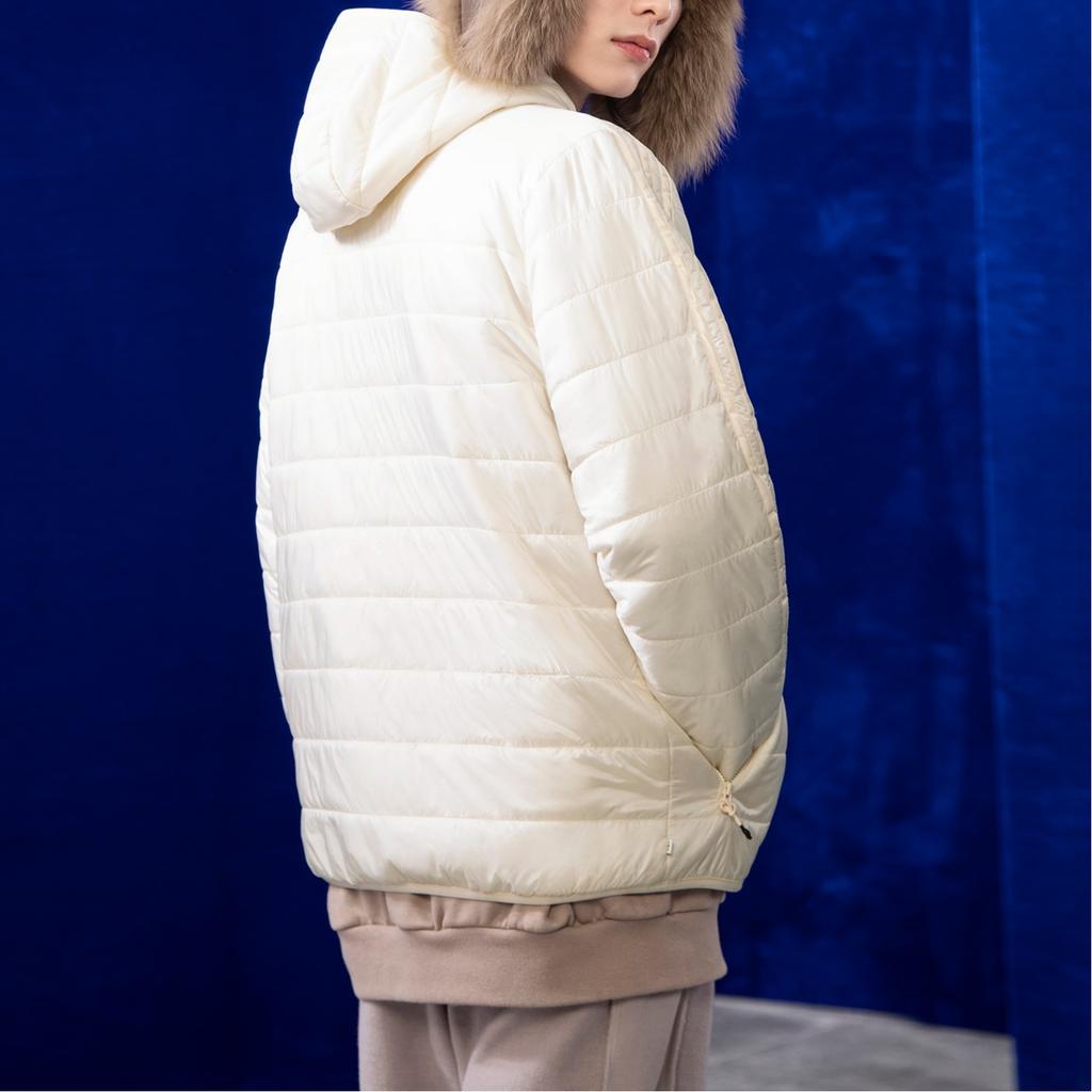 adidas Originals Péřová bunda s kapucí Jednobarevná Teplá Pohodlná Měkký bavlněný kabát Pánská bunda Krémová HL9213