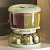 Multi-Functional Kitchen Storage Box Double Layered Large Capacity Rotating Transparent Sealed Grain