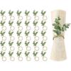 UrbanMingle Set of 30 Rustic Eucalyptus Leaf Rings Wood Bead Farmhouse  for