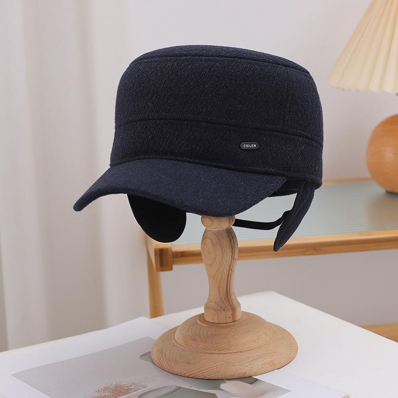 Hat Men's Winter Plus Velvet Thick Flat Top Hat Outdoor Cold Protection Fashionable Ear Protection Duck Tongue Warm Cotton Hat